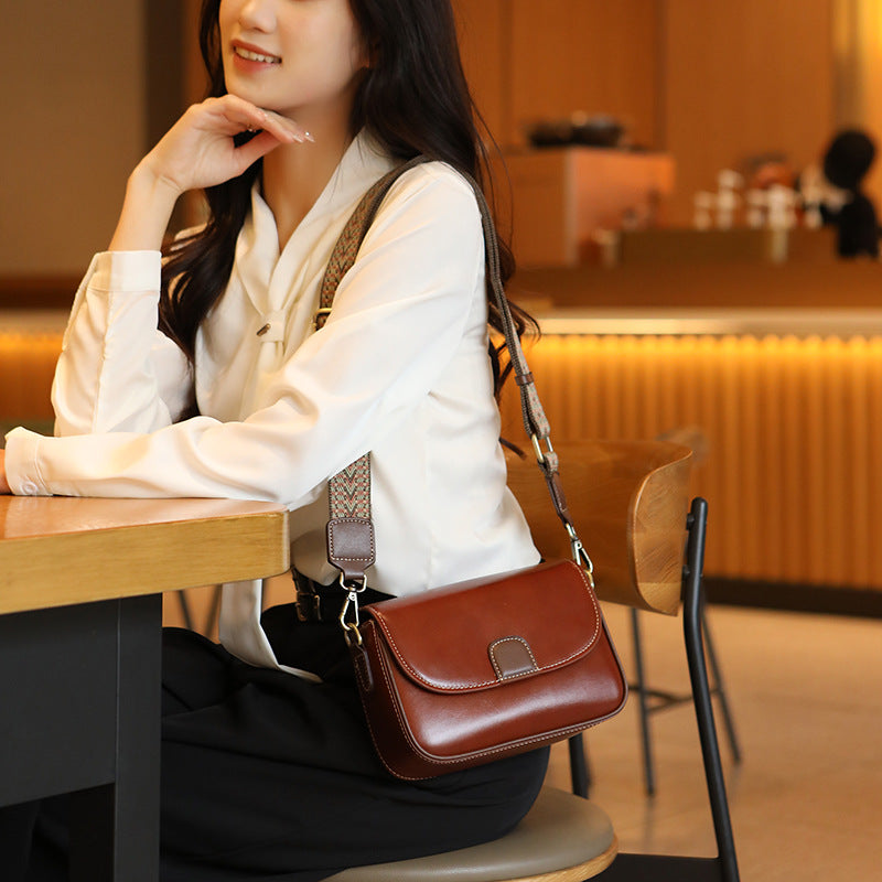 Women's Layer Vegetable Tanning Contrast Color Elegant Small Square Bags