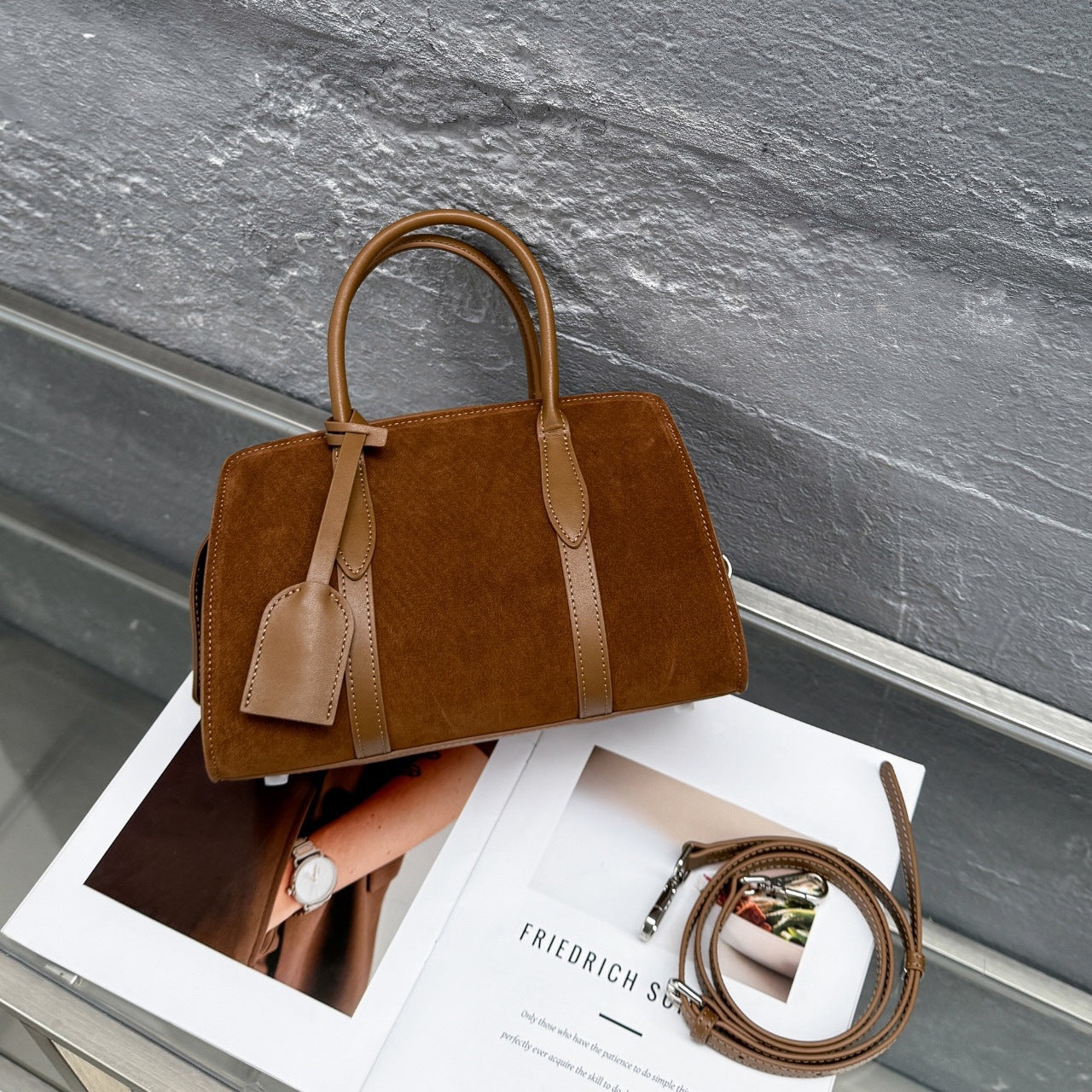 Glamorous Retro Suede Boston Cattle Batch Bags