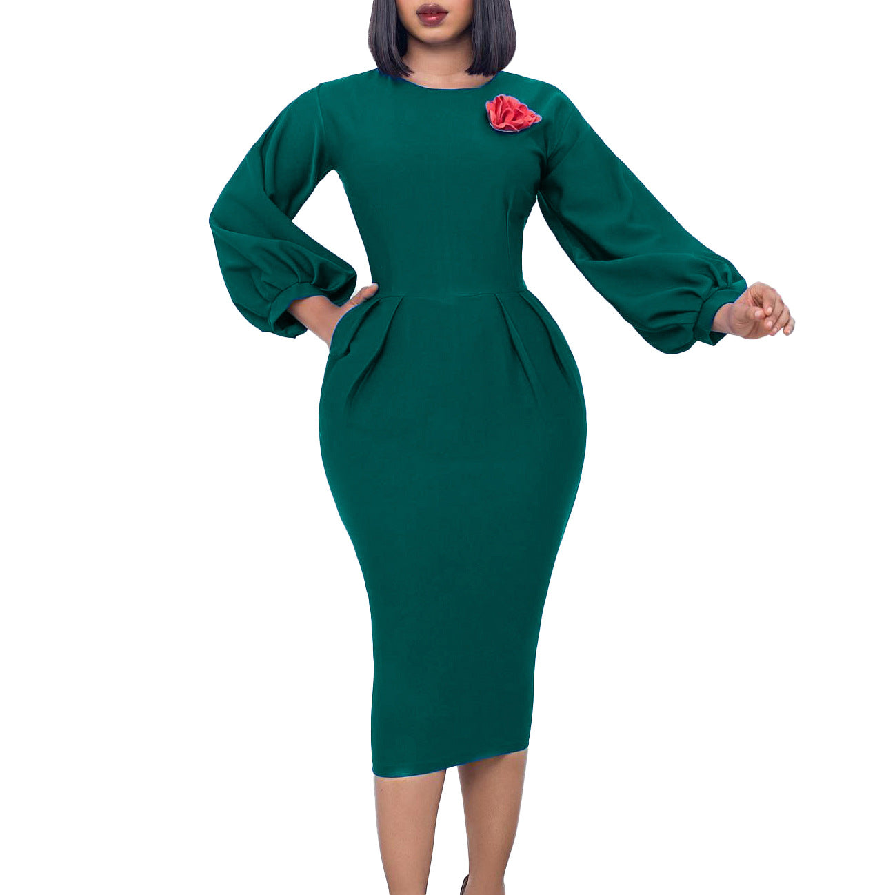 Women's Solid Color Sheath Business Temperament African Plus Size