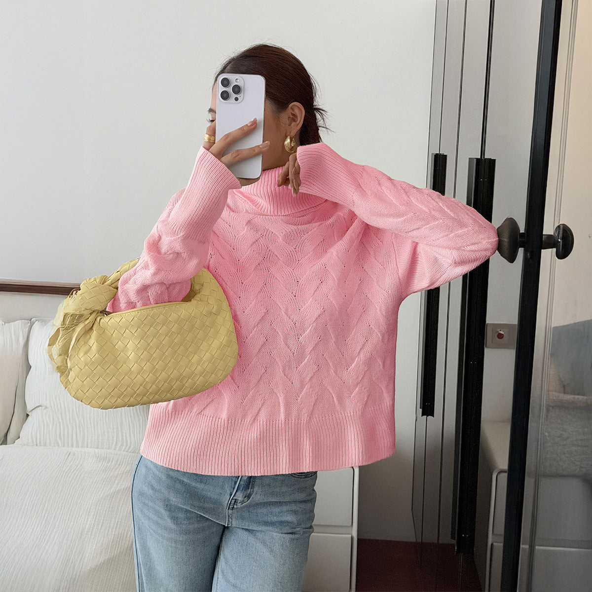 Women's Casual Solid Color Wool Long Sleeve Sweaters