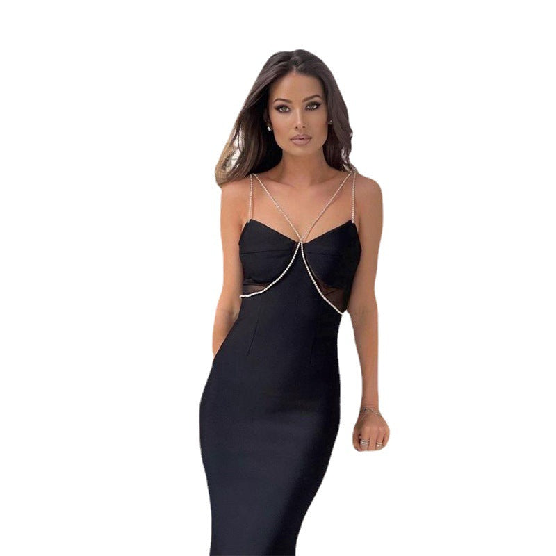 Women's Bandage Dress Slim Fit Drill Chain Dresses