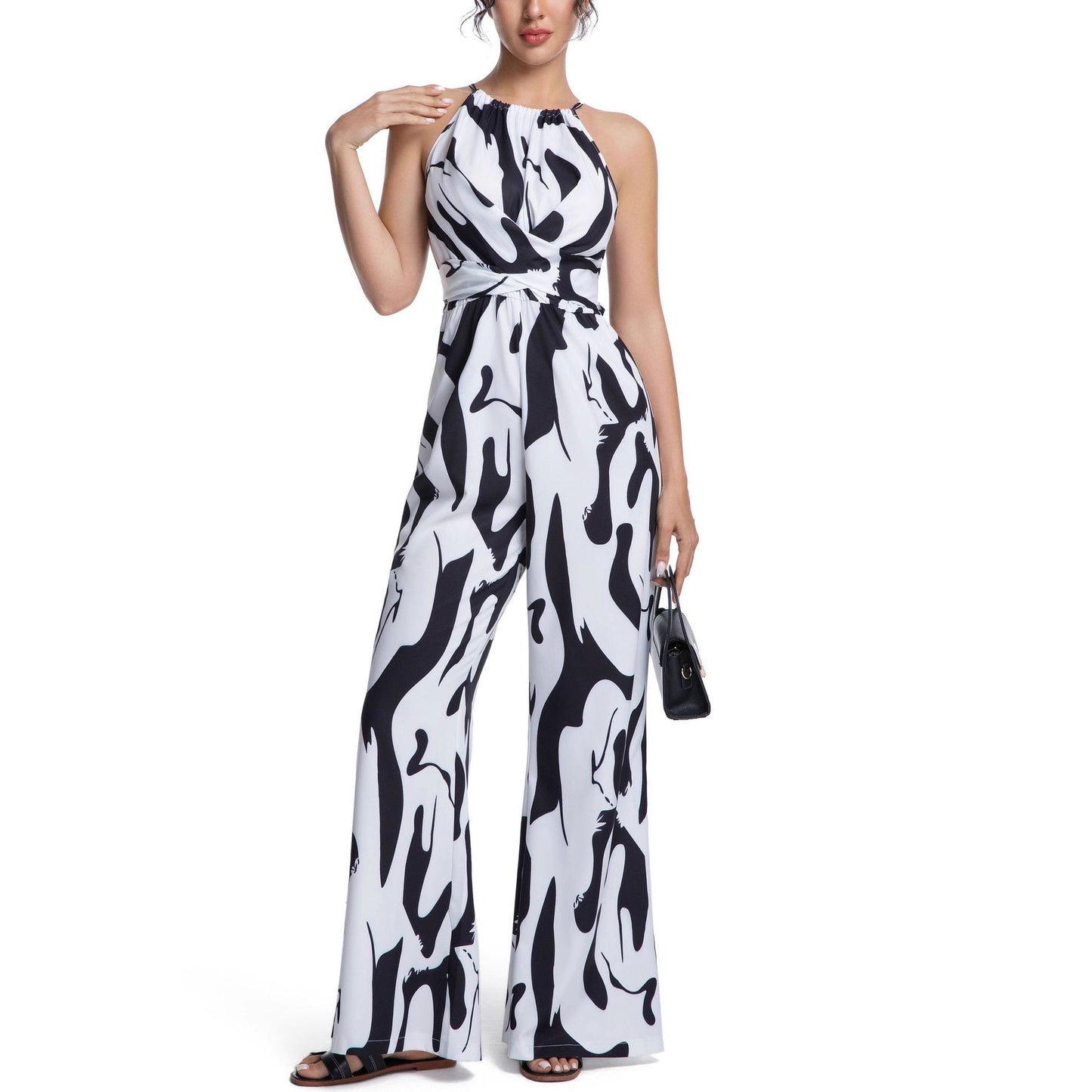 Summer Fashion Slimming Zebra Print Halter Women's Jumpsuit/clothing