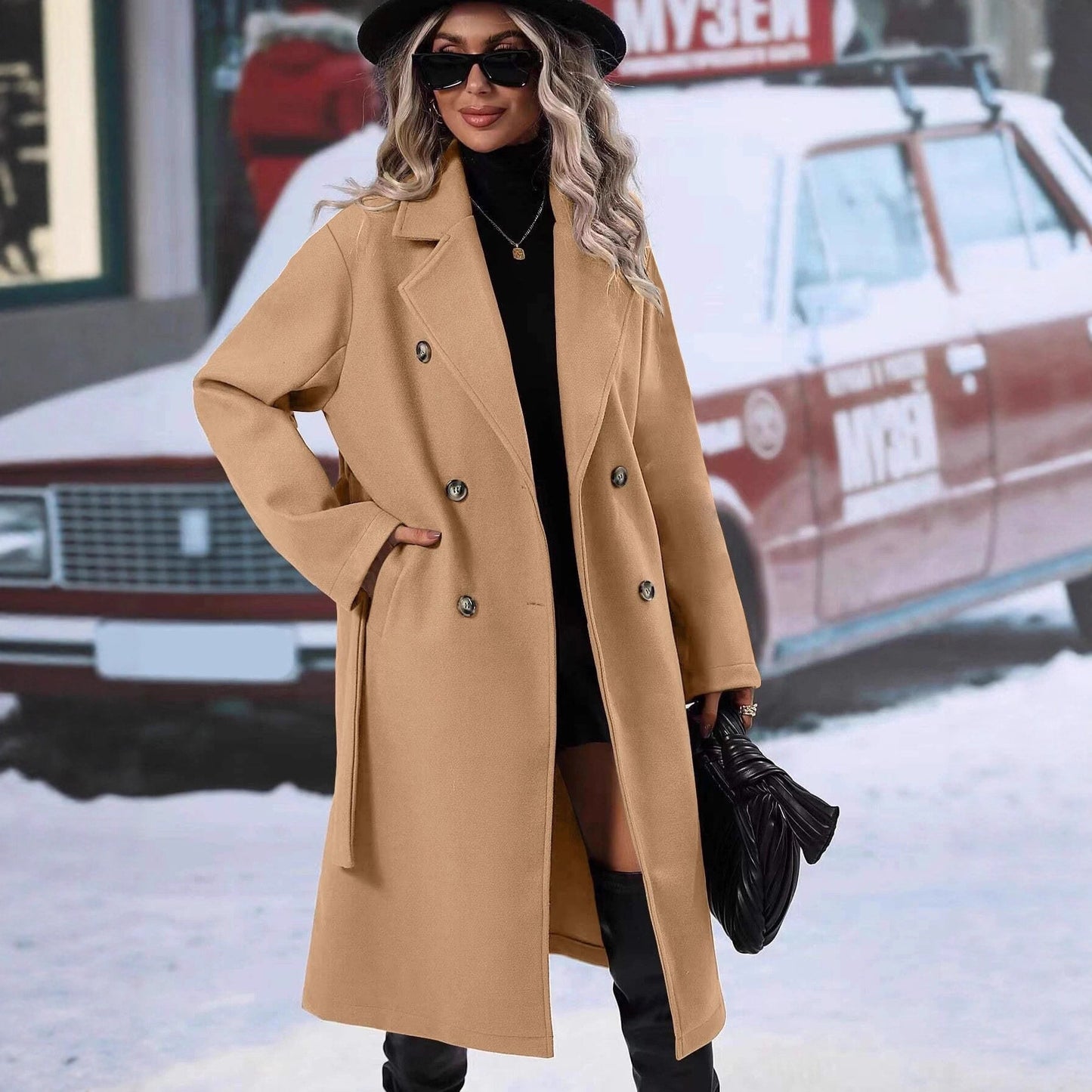 Women's Beautiful Woolen Double Breasted Outerwear Coats