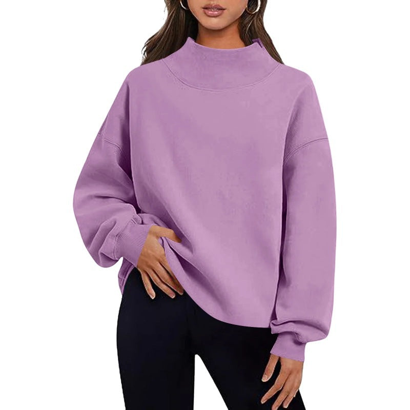 Women's Fashion Casual Style Fleece Shirt Thick Half Turtleneck Sweaters