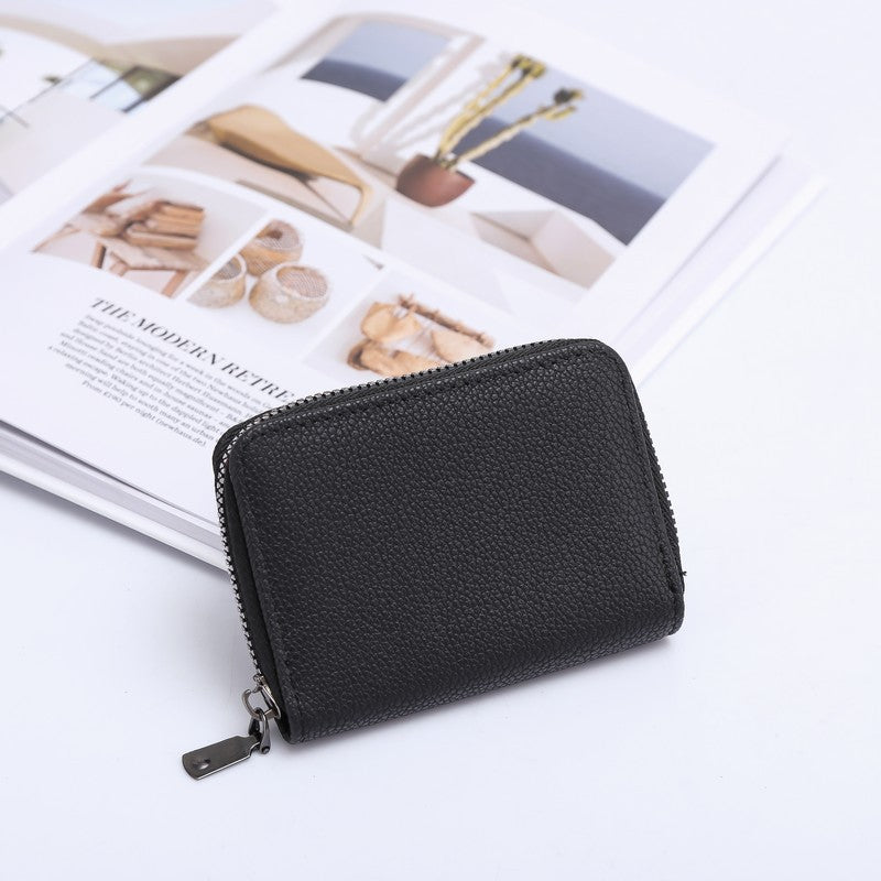 Women's Zipper Solid Color Access Cover High Card Holder