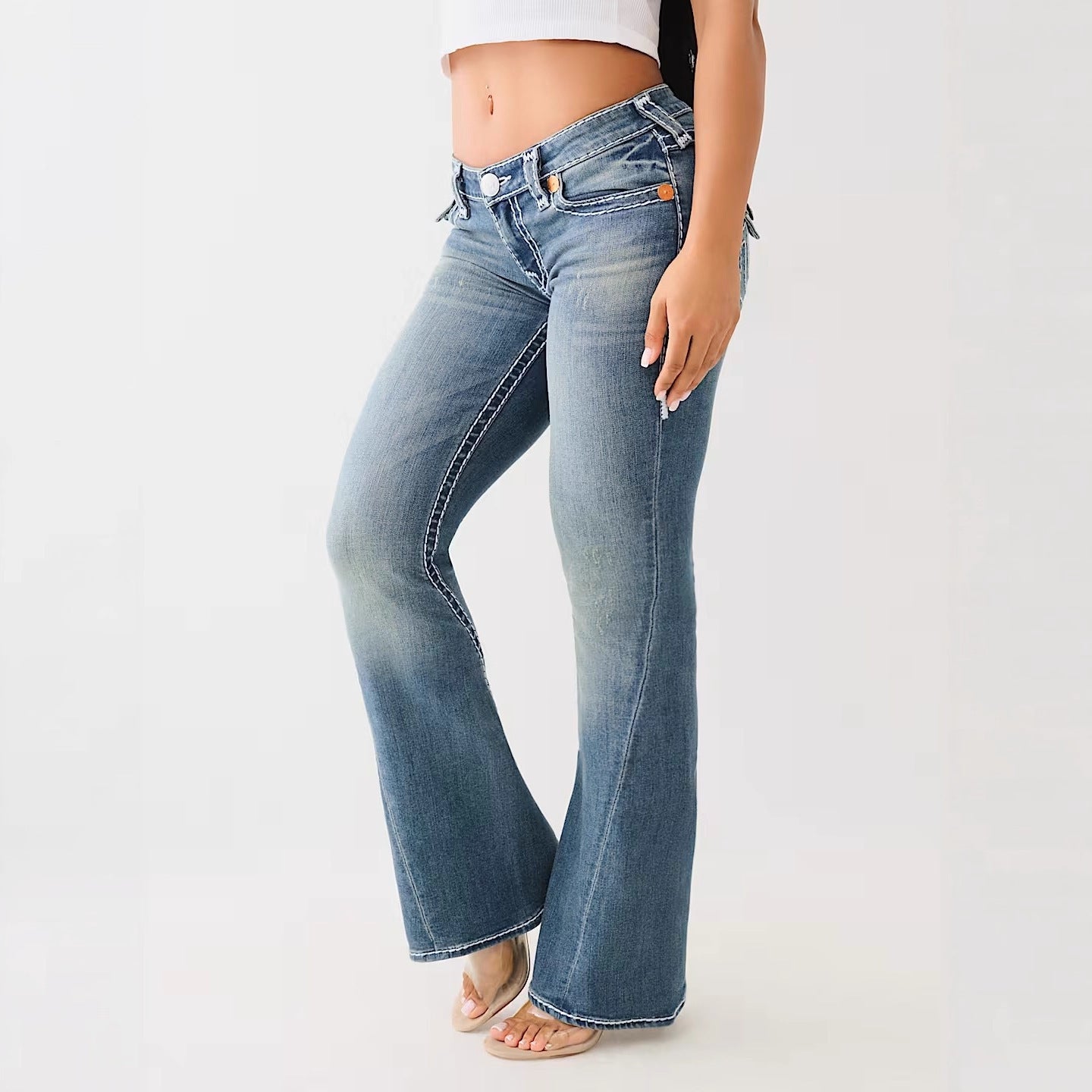 Women's Distressed Embroidery Sexy Street High Waist Jeans