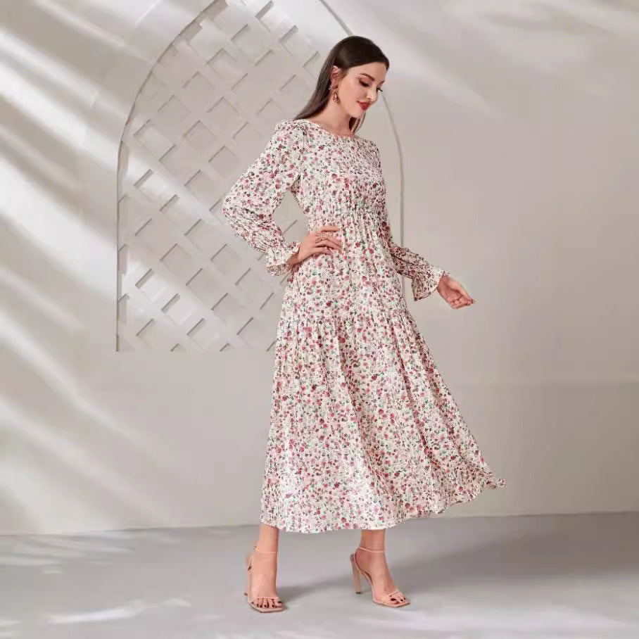 Print Daily Outdoor Round Neck Long Sleeve Dress