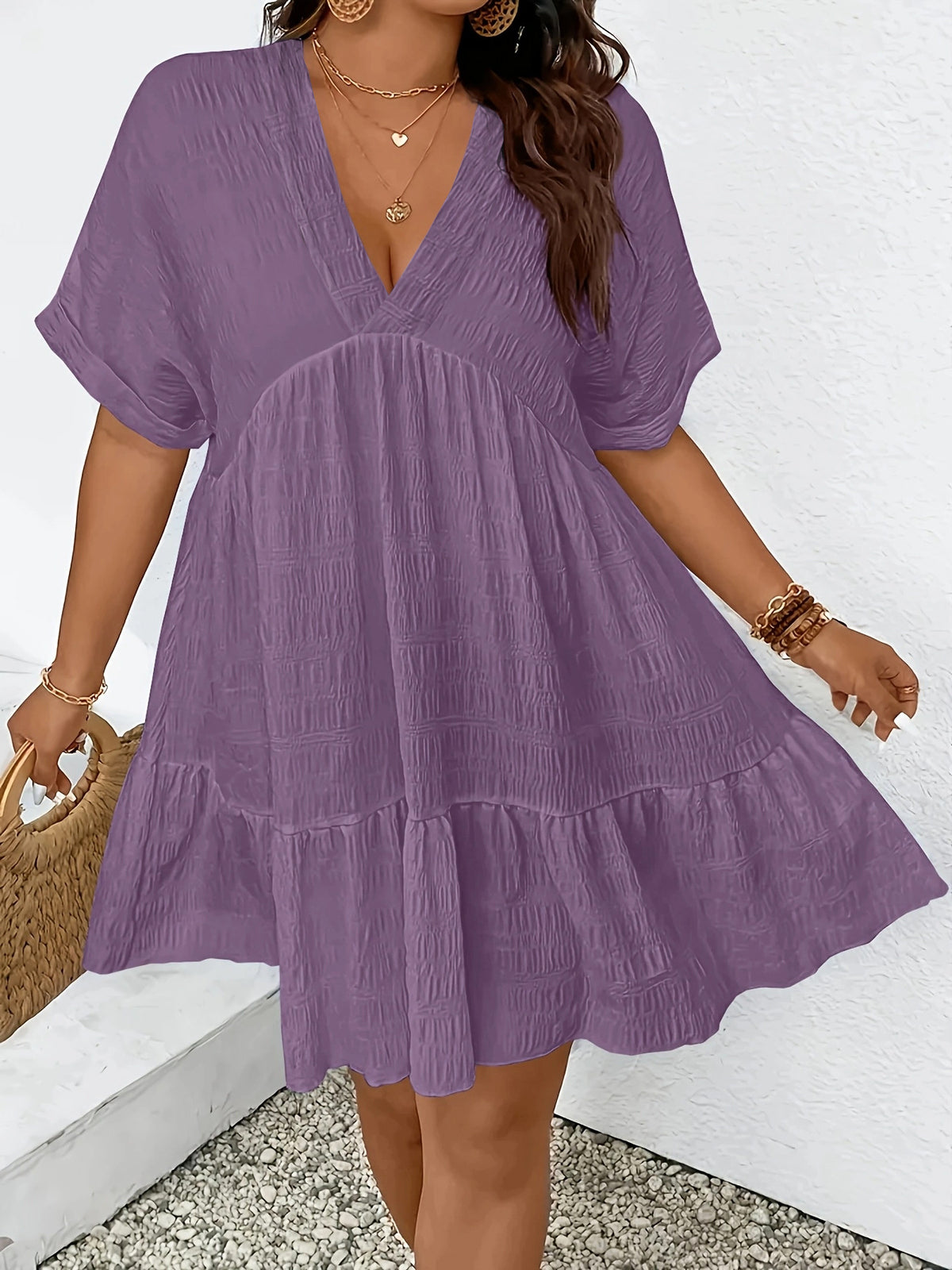 Women's Summer Casual Deep Sleeve Loose Dress