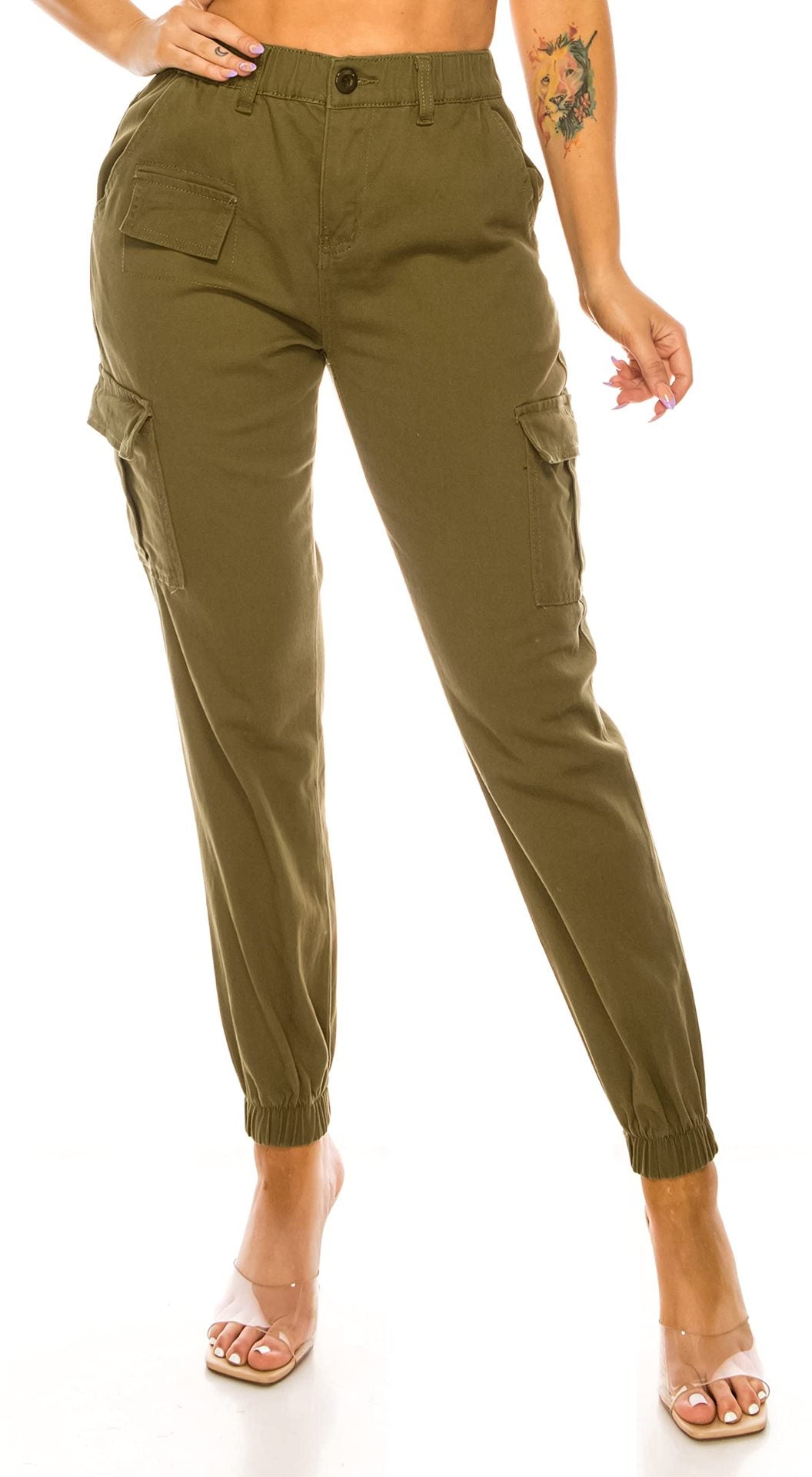Women's Outdoor Overalls Design Elastic Waist Casual Pants