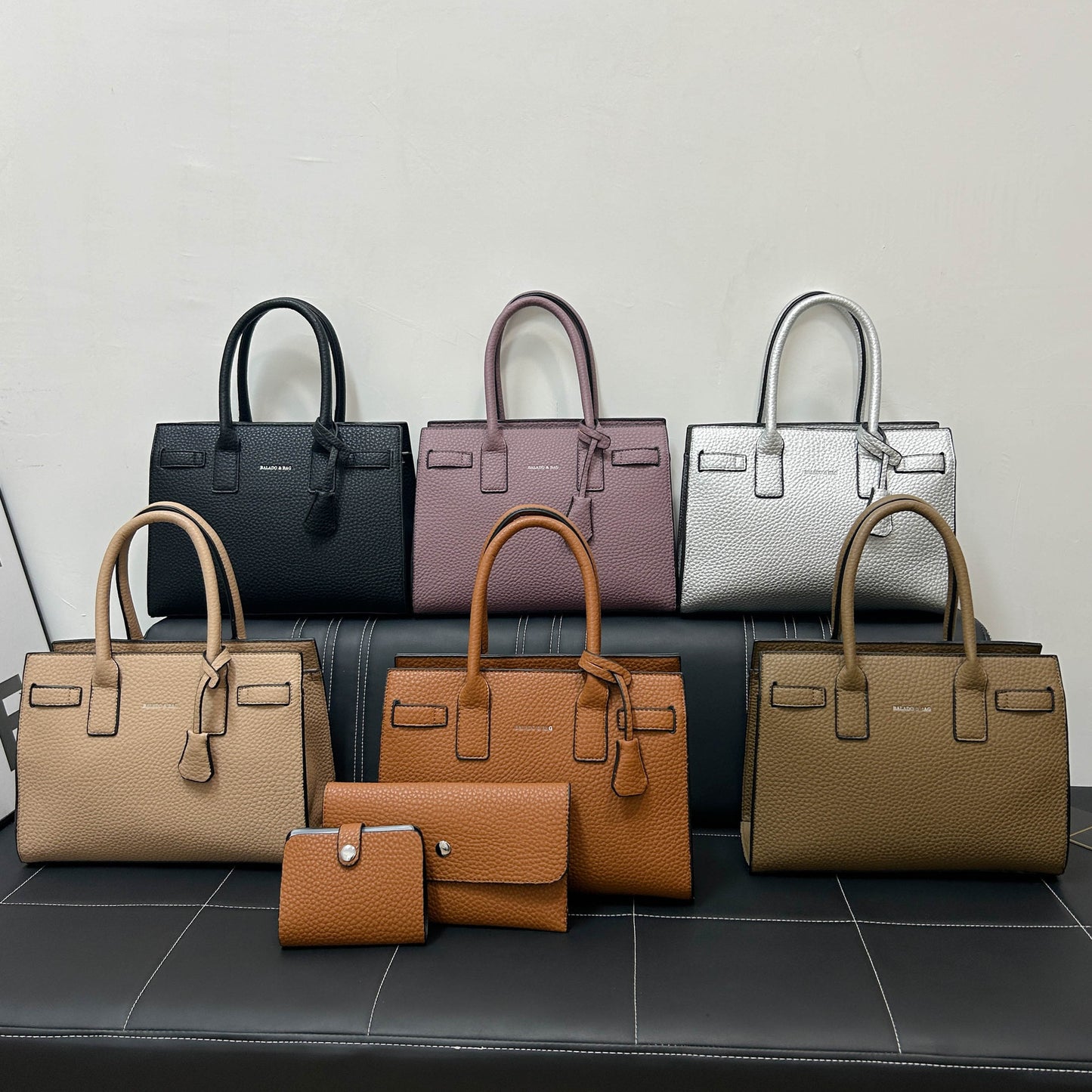 Women's Three-piece With Litchi Pattern Hand Holding Shoulder Bags