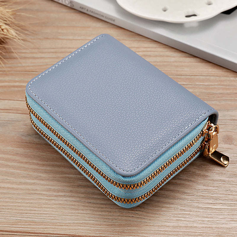 Women's Double Zipper Large Capacity Expanding Fashion Id Package