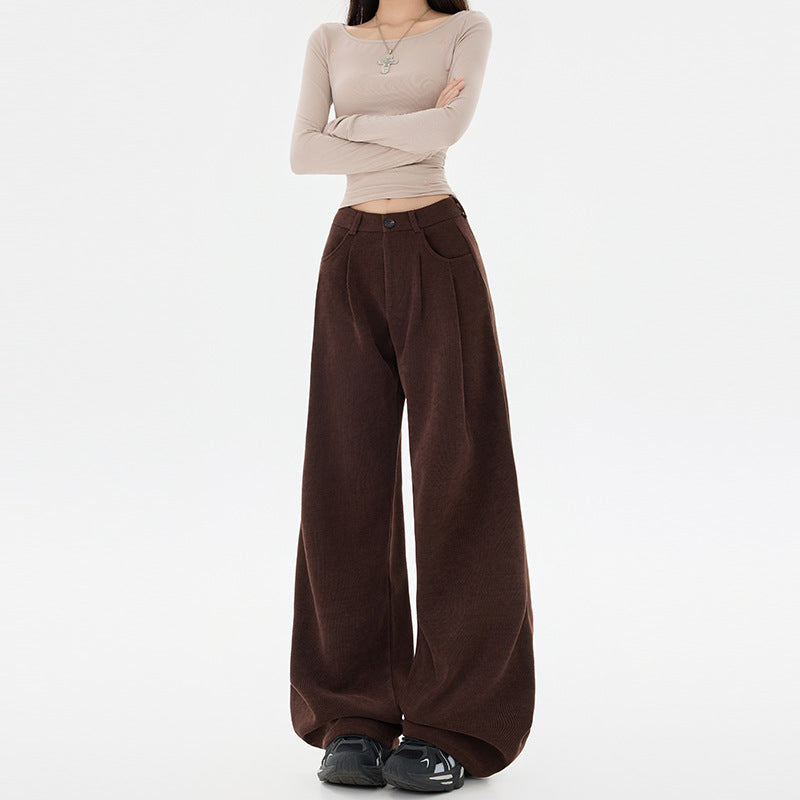 Women's Preppy Style Corduroy Trousers High Waist Pants