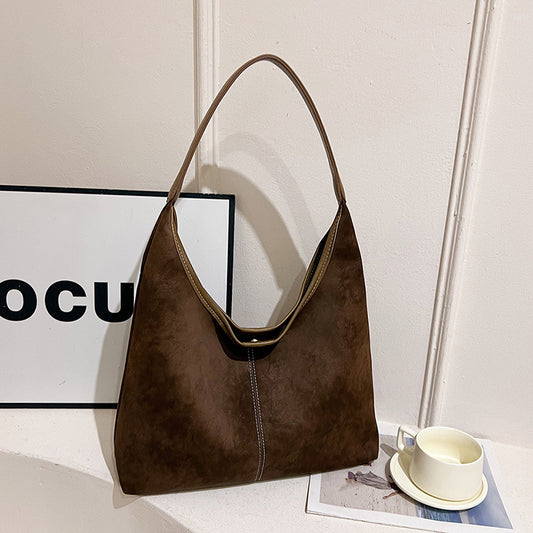 Women's Fashion Large Capacity Versatile Retro Frosted Shoulder Bags