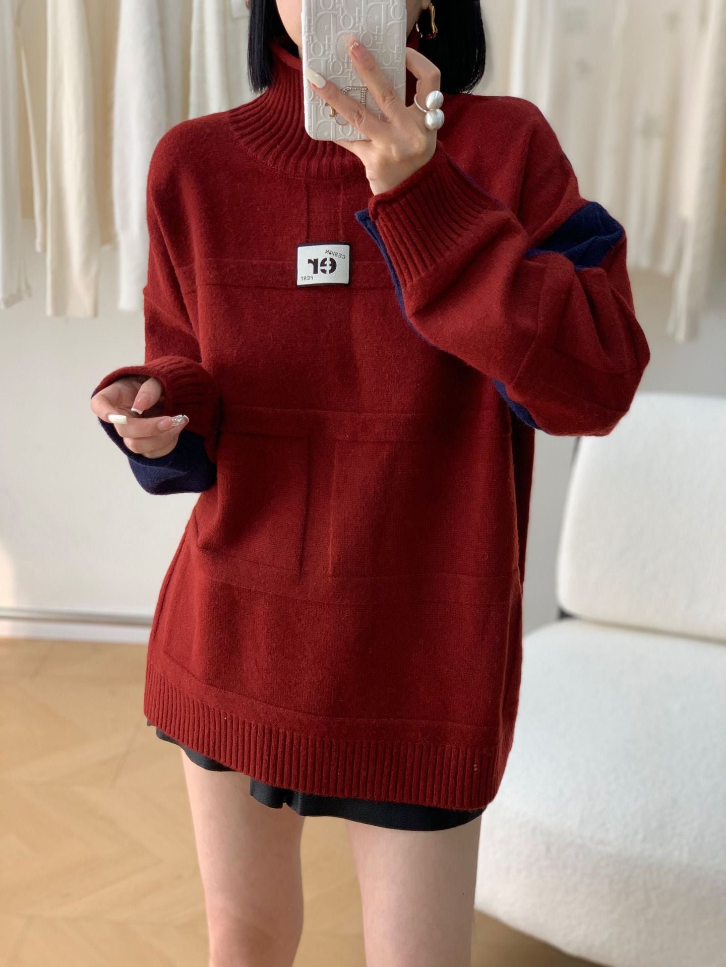 Pullover Loose Two-sided Wear Idle Style Large Version Outer Sweaters