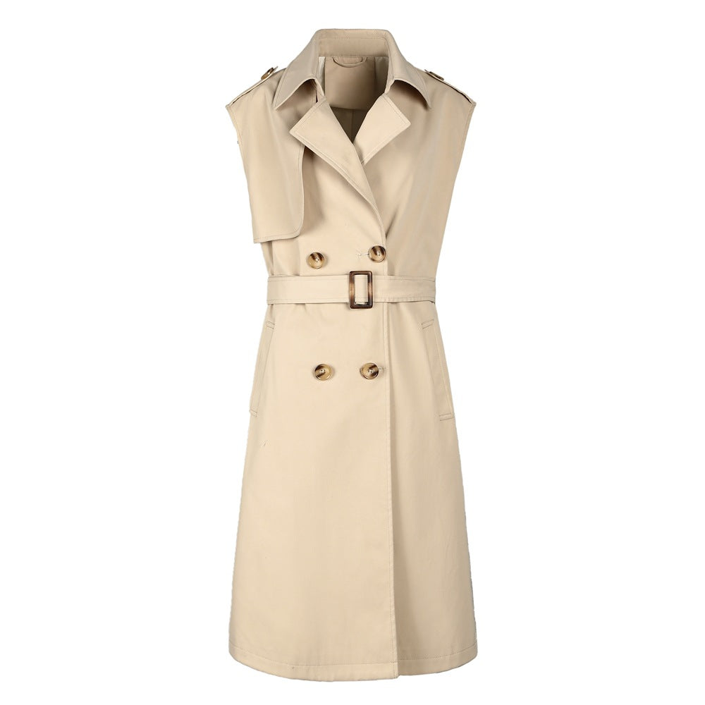 Women's Windbreaker Korean Style Slimming British Sleeveless Coats