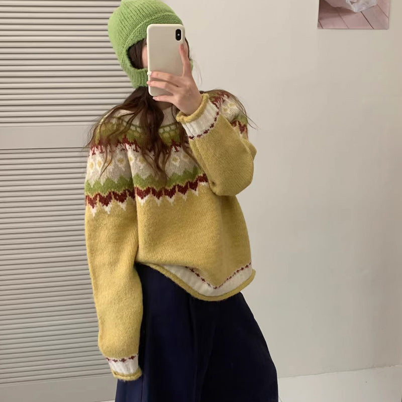 Women's Retro Loose Idle Soft Glutinous High-grade Round Sweaters