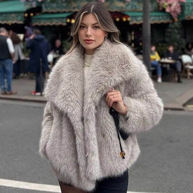 Women's Fur Large Lapel Artificial Fashion Fox Coats