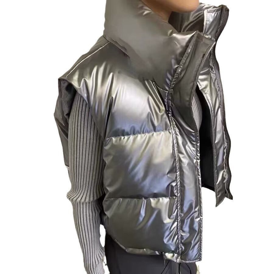 Women's Fashionable Metallic Two Sides Cotton Slim Vests
