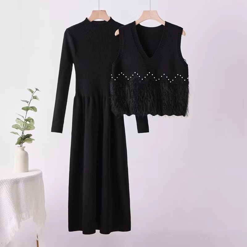 New Dress Style Knitted Two-piece Mid-length Suits