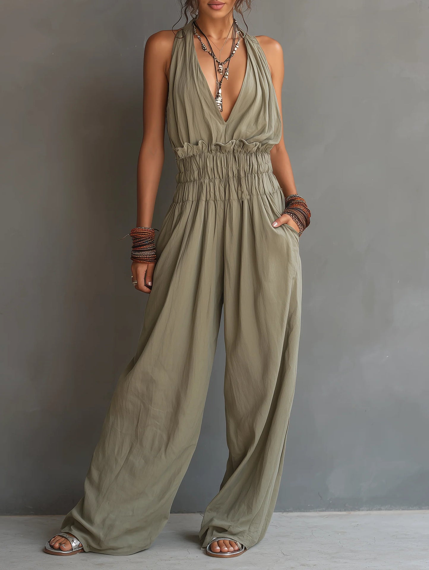 Women's Summer French Beach Vacation Afternoon Tea Women's Jumpsuit/clothing