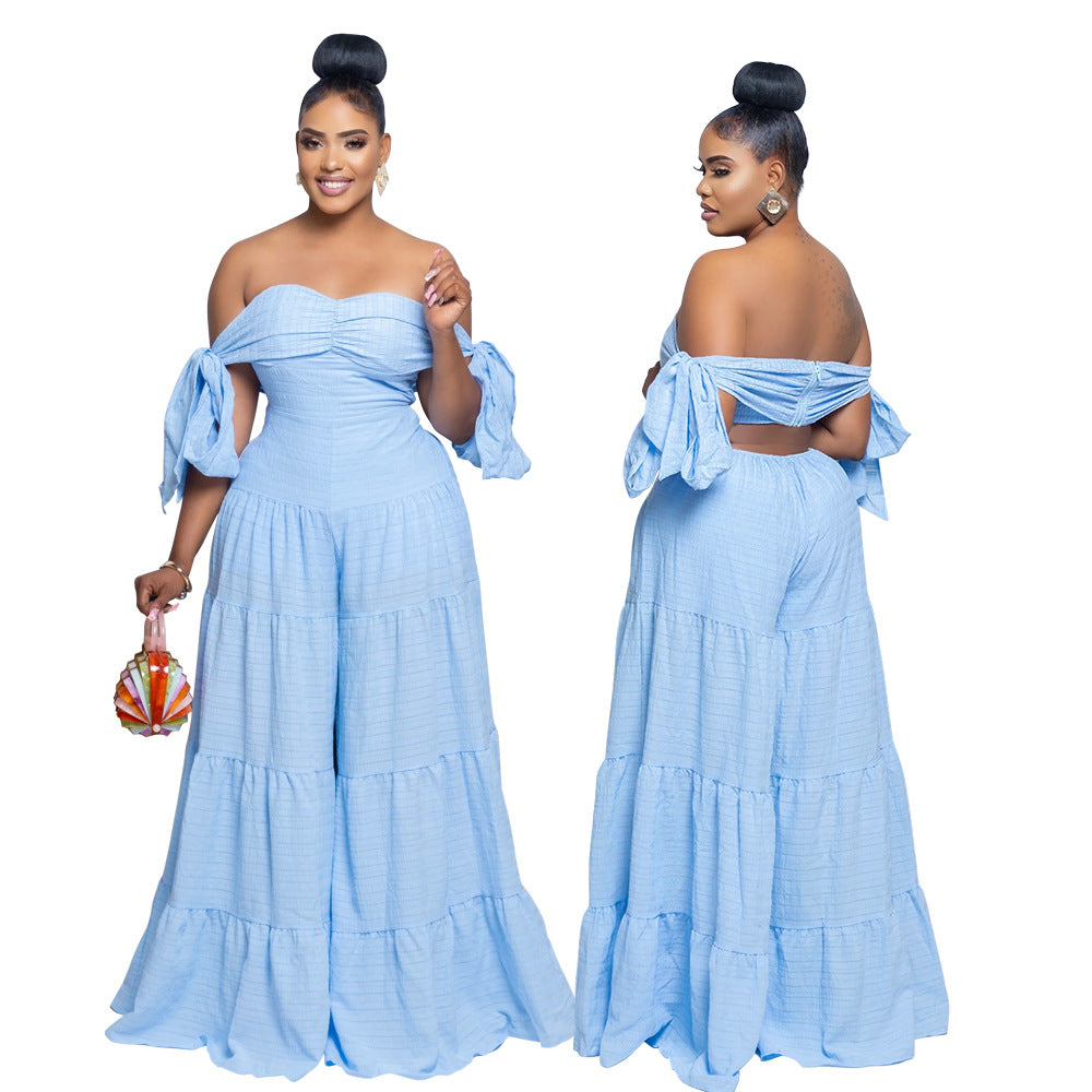 Women's Tube Solid Color Loose Trousers Jumpsuits