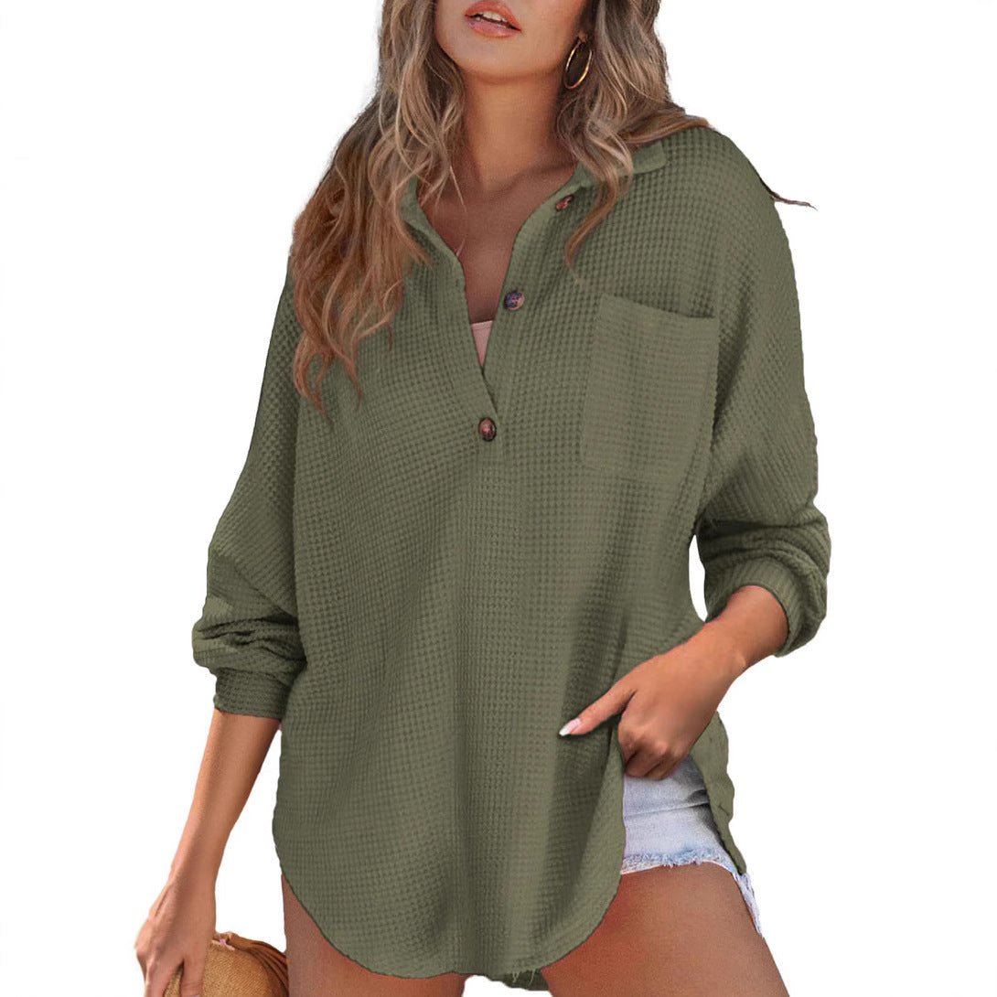 Glamorous Casual Women's Waffle Knitted Loose Women's Sweater, Sweater