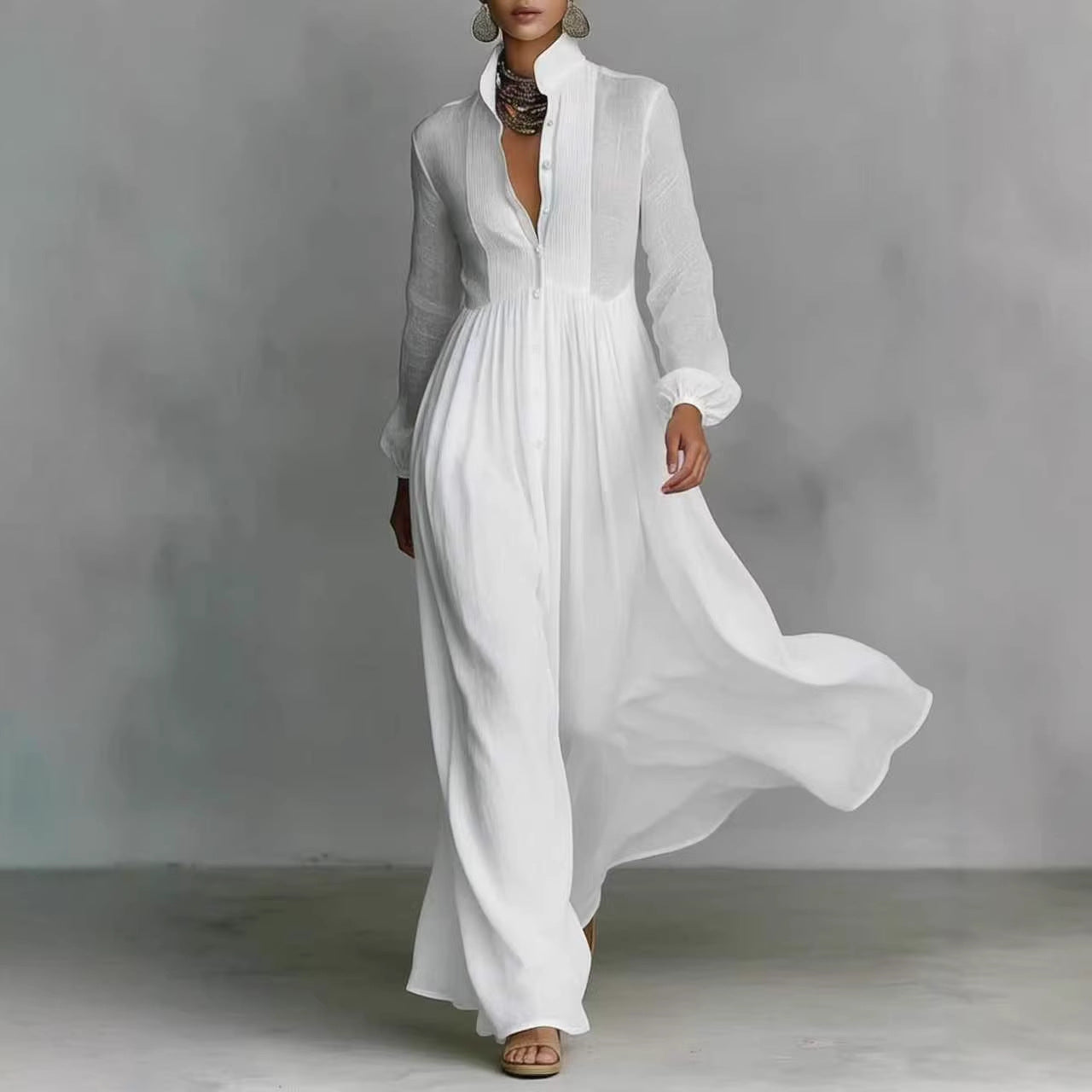 French Style Slimming Long Sleeve Pleated Small Dress