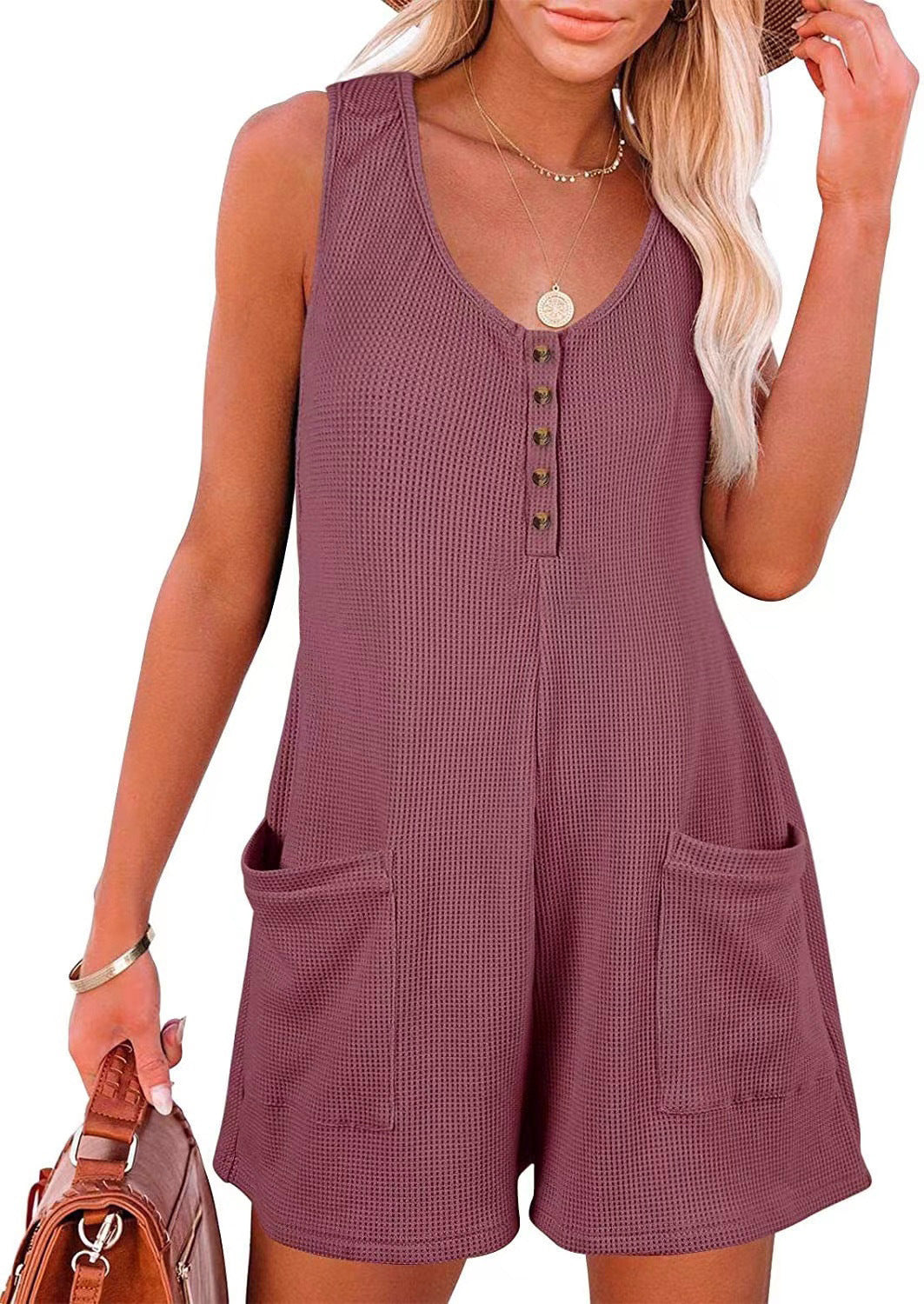 Women's Summer Casual Button Pocket For Women's Jumpsuit/clothing