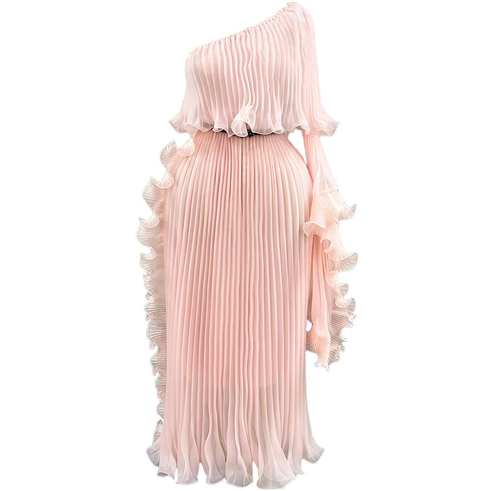 Women's Large Pleated Dress Long Light Luxury Dresses