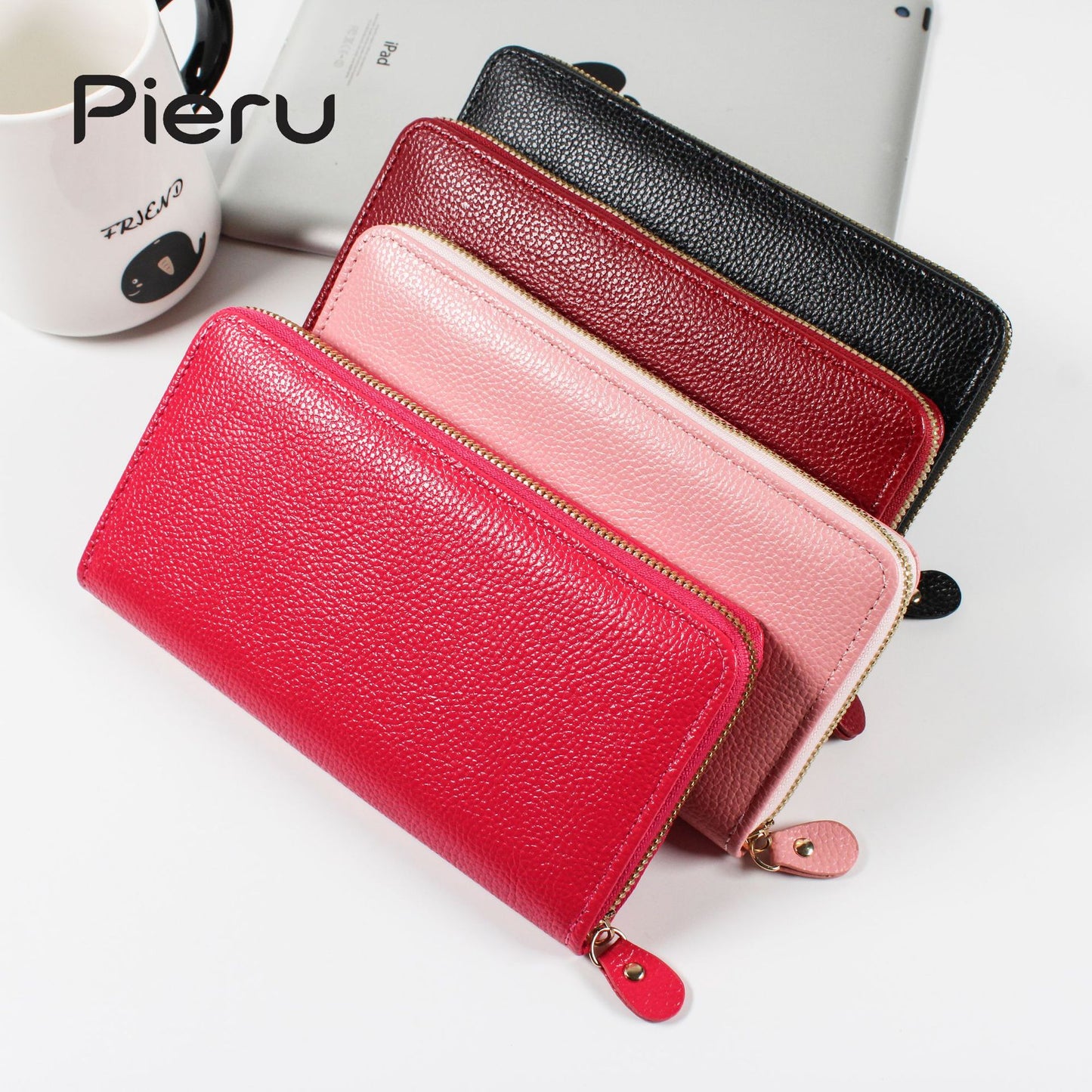 Women's Large Capacity Lychee Silking Solid Color Ladies Wallets