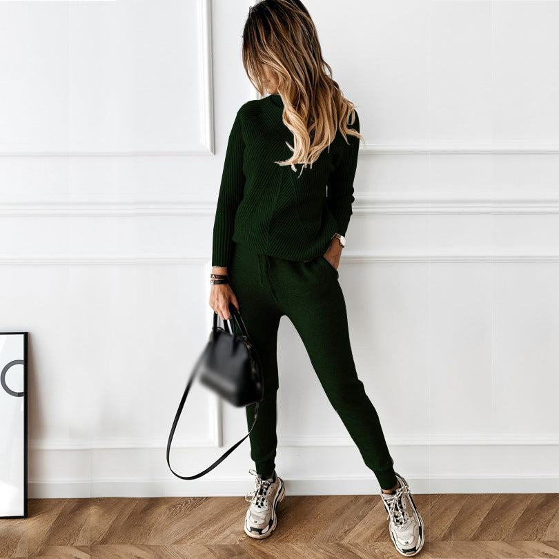 Women's Turtleneck Solid Color Fashion Casual Trousers Sweaters