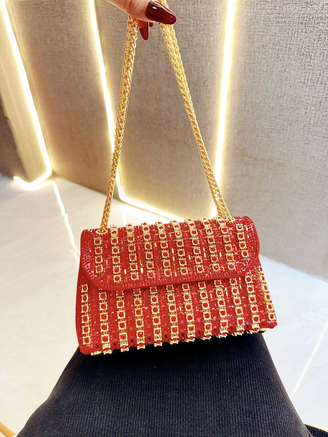 Durable Retro Underarm Fashion Rhinestone Dinner Evening Bags