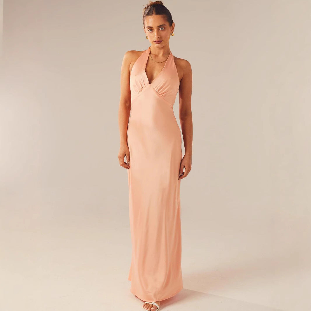 Stylish Popular Fashionable Sexy Backless Satin Dress