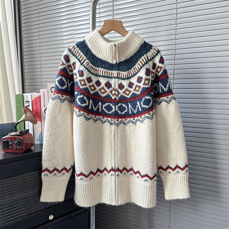 Women's Vintage Jacquard Idle Style Turtleneck Christmas Sweaters