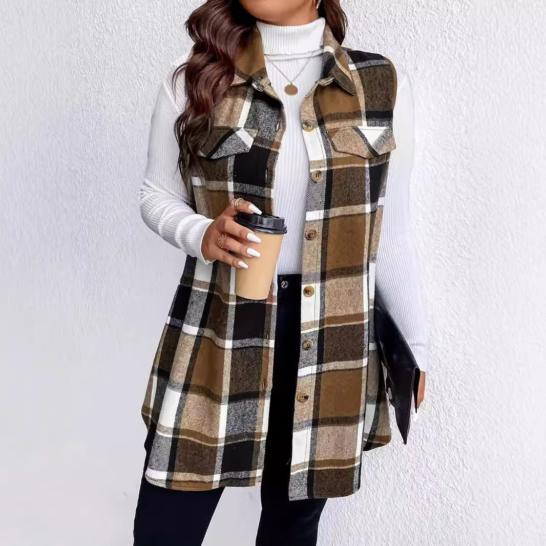 Women's Casual Versatile Lattice Sleeveless Loose-fitting Waistcoat Jackets