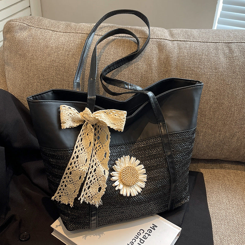 Women's Large Capacity High-grade Straw College Class Bags