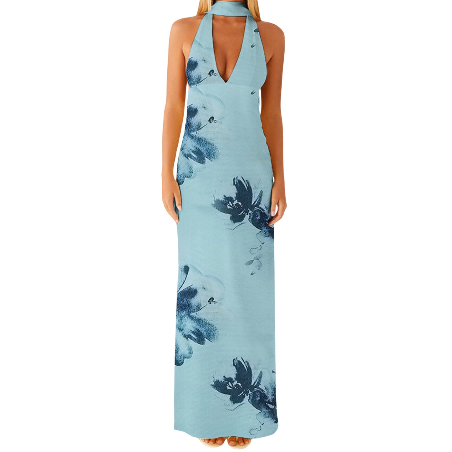 Women's Dress Deep Collar Backless Tight Formal Dresses