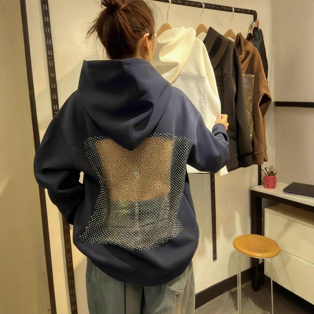 Women's Hooded Long Sleeve Backless Stitching Mesh Women's Sweater, Sweater