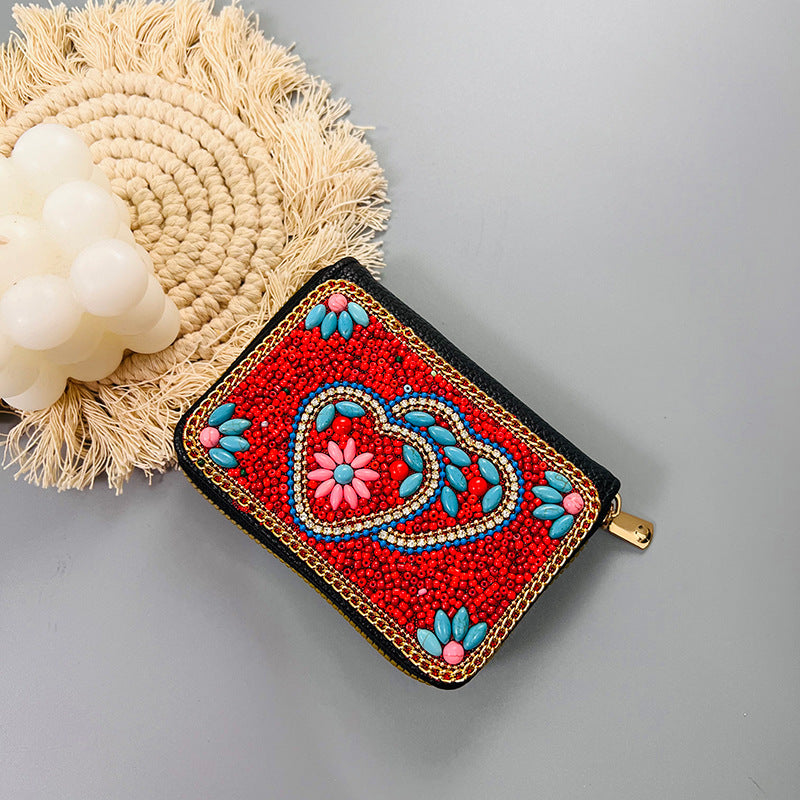 Ethnic Style Vintage Organ Handmade Bead Single Card Holder