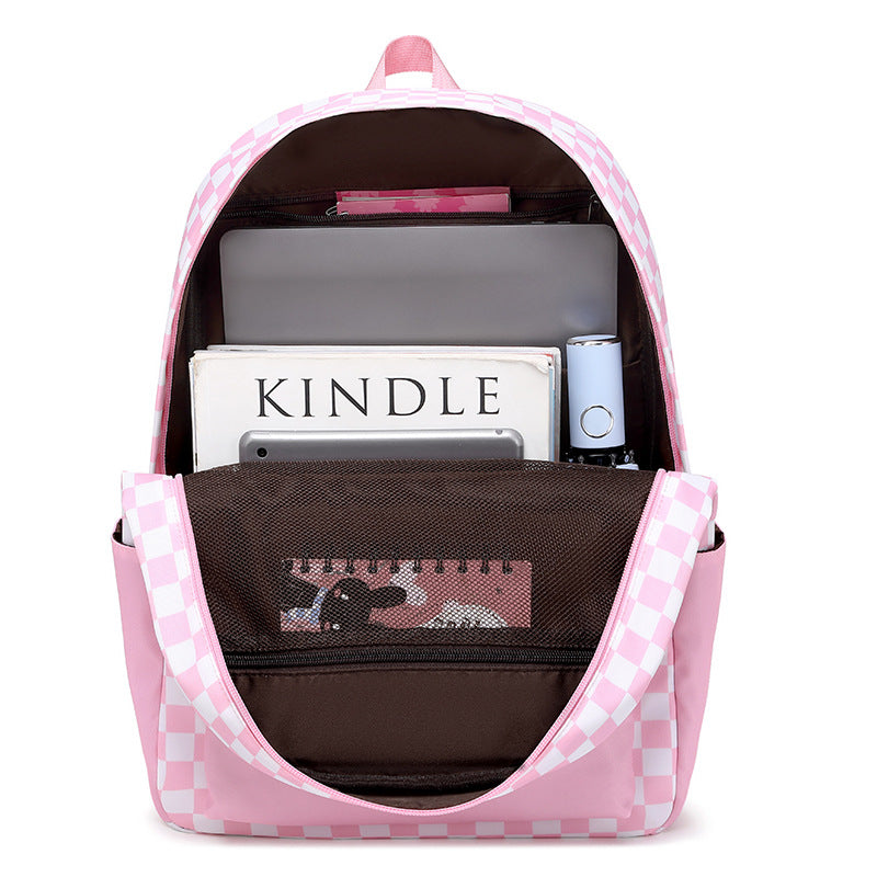 Female Junior High Trendy Simple Plaid Middle School Students' Schoolbags