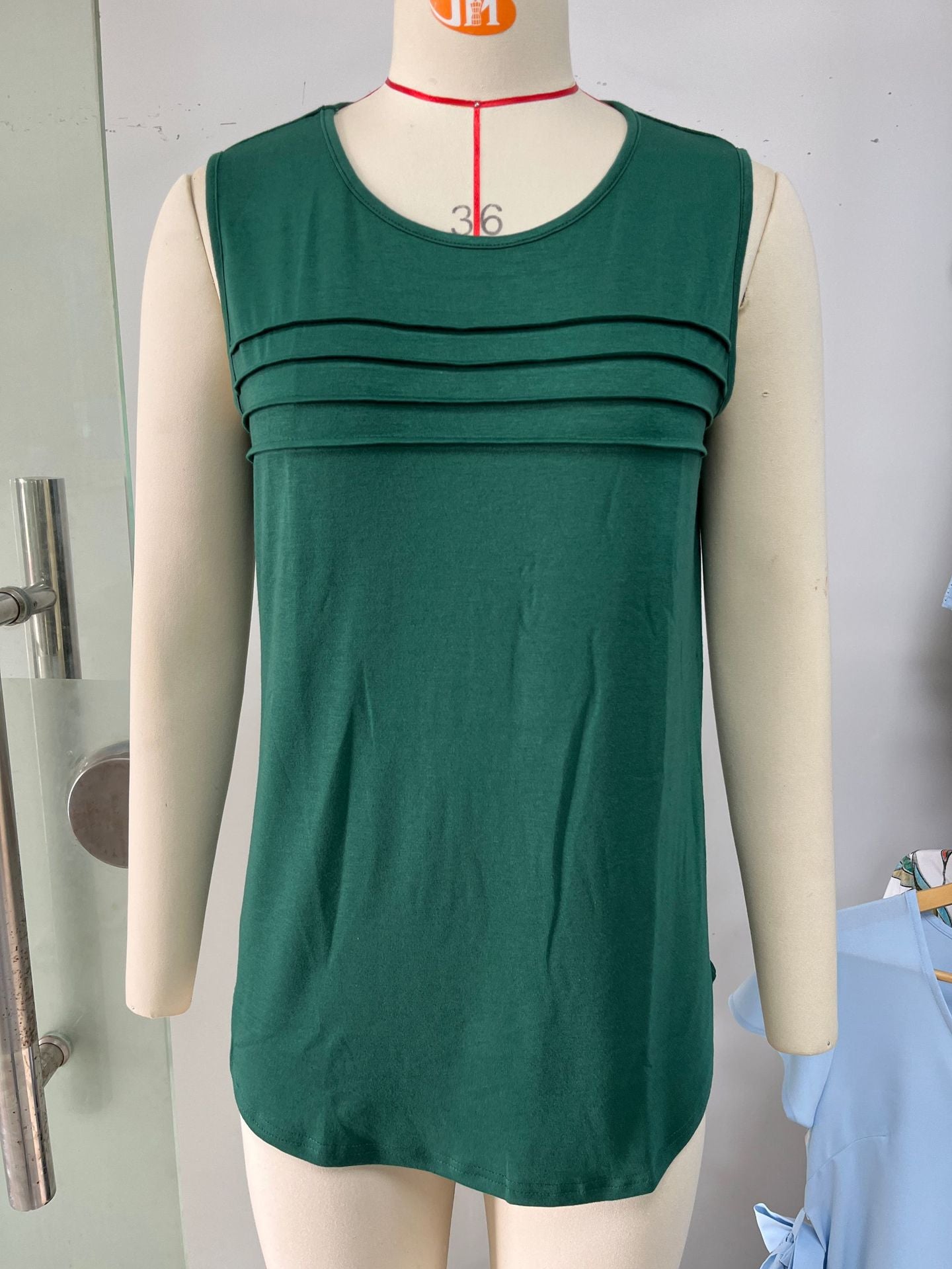 Women's Solid Color Round Neck Loose Sleeveless Women's T-shirt