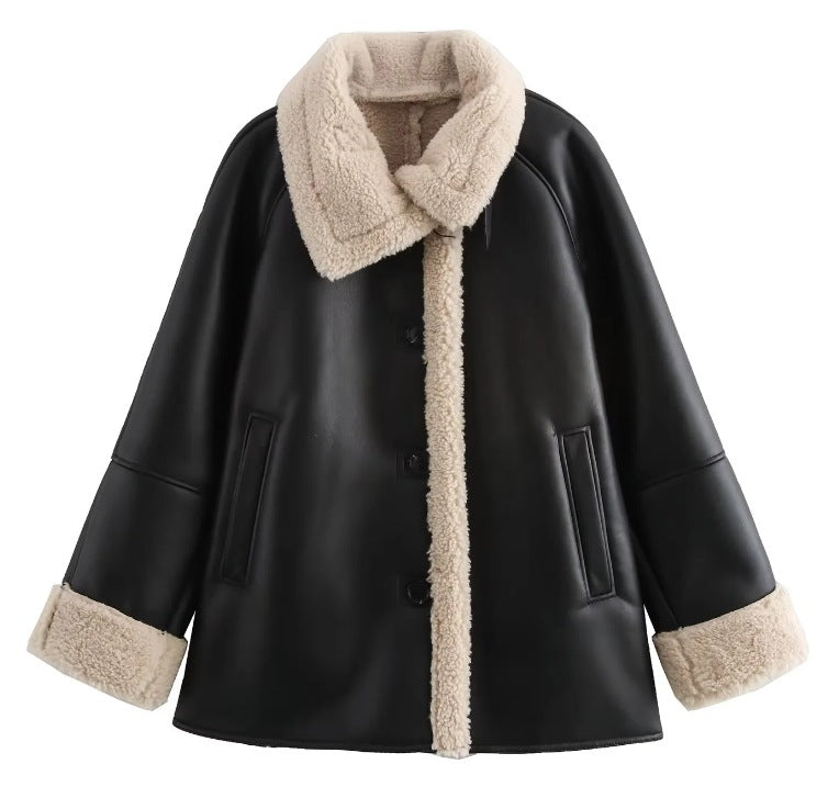 Women's Colors Fur Integrated Lamb Wool Thick Coats