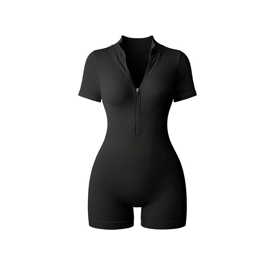 Women's Sleeve Zipper One-piece Tights Boxers Outer Wear Women's Jumpsuit/clothing