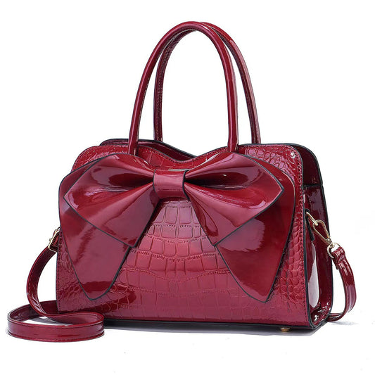 Women's Autumn Summer Fashion Crocodile Pattern Bow Crossbody Bags