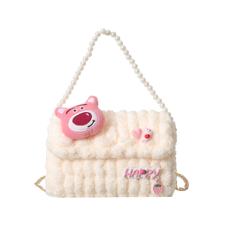 Bear Hand-woven Material Wool Homemade Cute Gift Crossbody Bags
