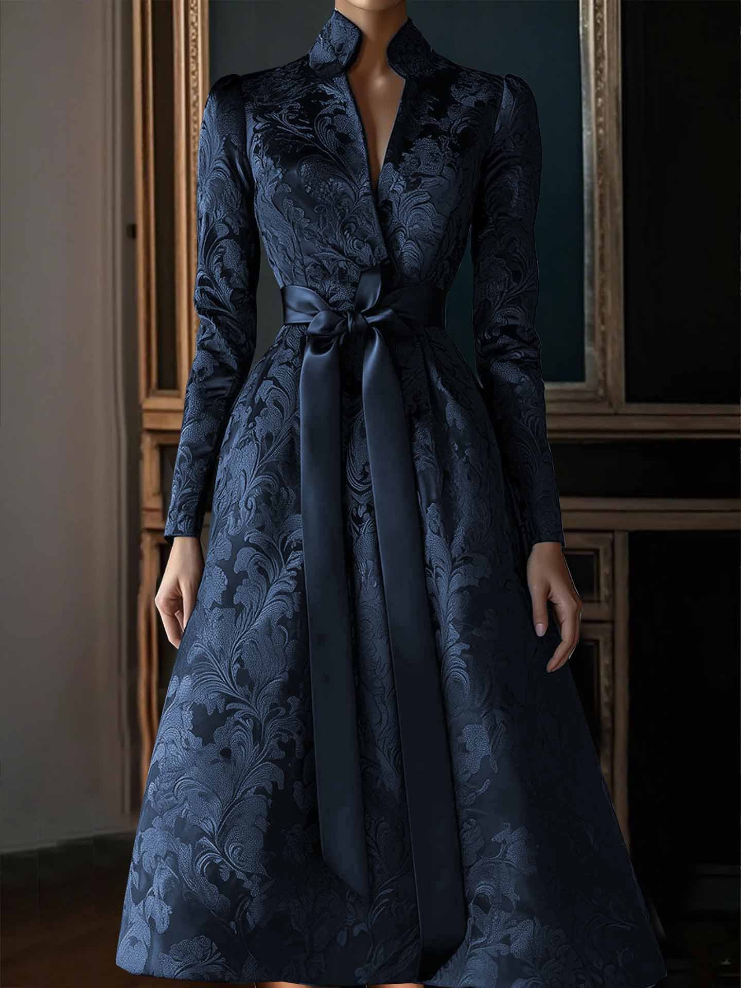 Elegant Long Sleeve Satin Party Dress Dresses