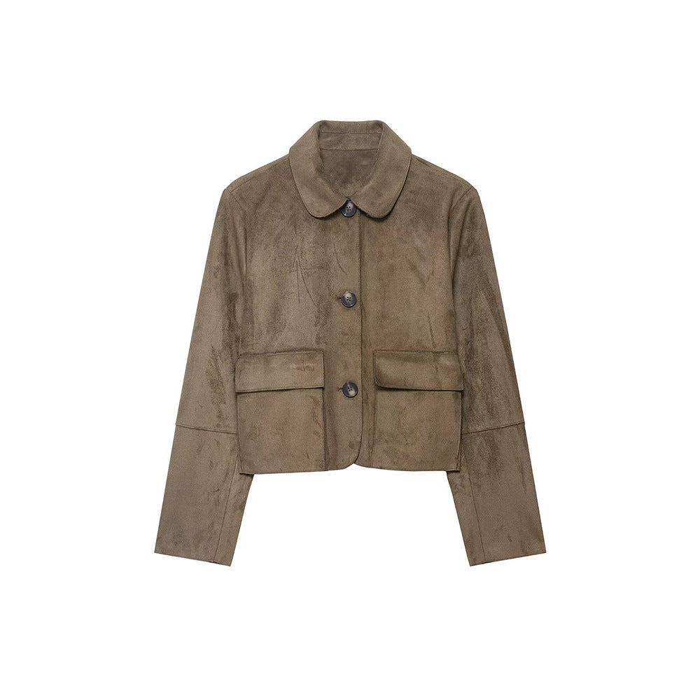 Women's Refined Stylish Versatile Minimalist Design Suede Jackets
