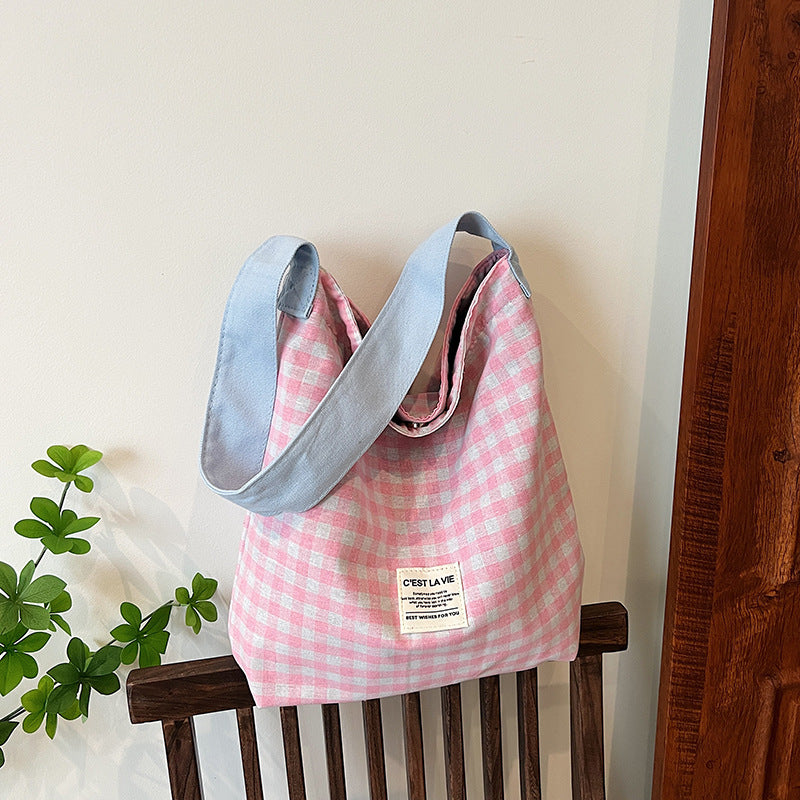 Female Trendy Check One College Literary Shoulder Bags