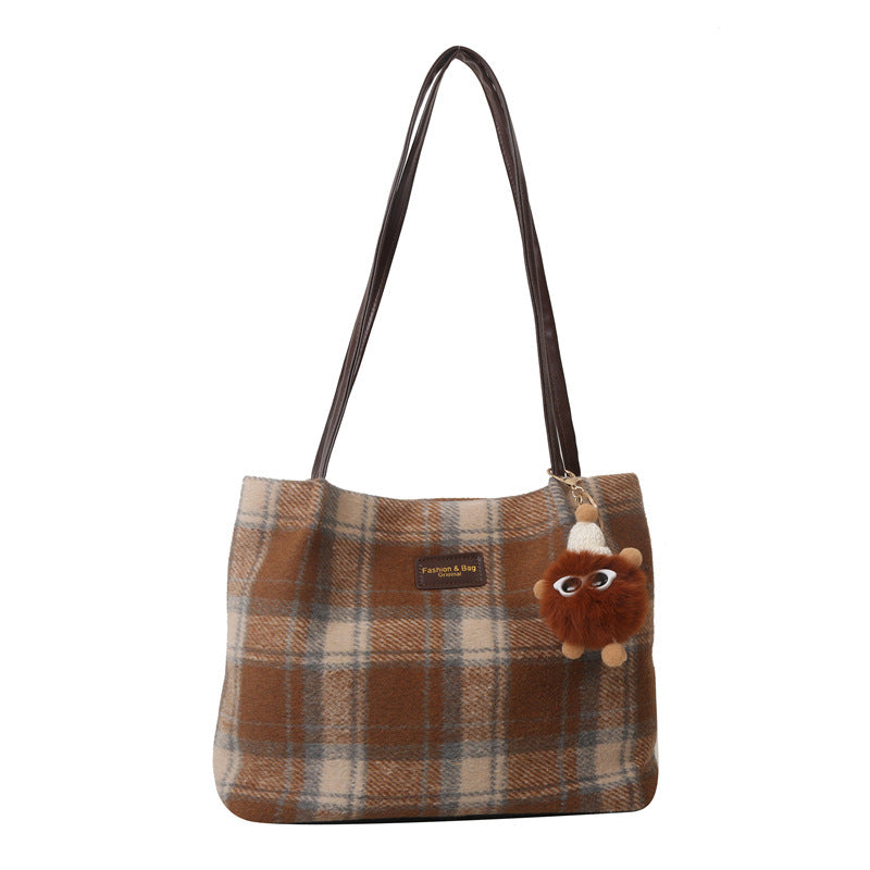 Women's Woolen Portable Winter Large Capacity Support Tote Bags
