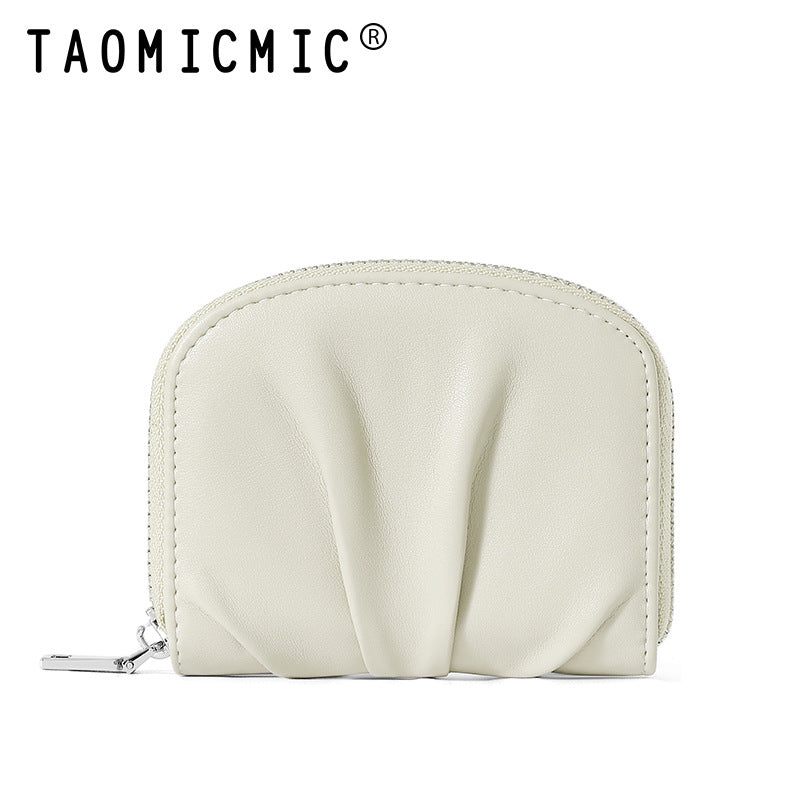 Women's Organ Versatile Pleated Mini Compact Card Holder